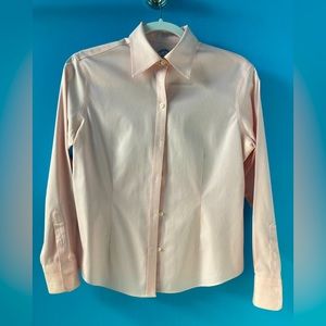 Brooks Brothers 2P petite fitted fit cotton pink button down shirt